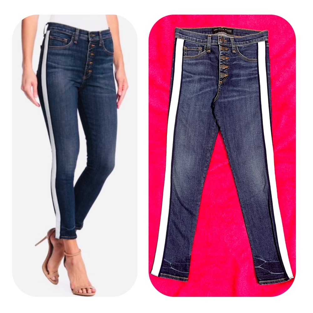 Veronica Beard Debbie 10 High-Rise Skinny Tuxedo Stripes Size 26